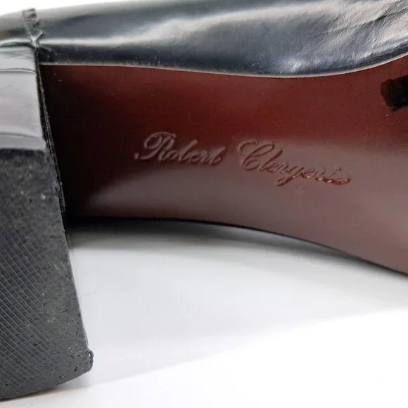 Robert Clergerie Paris Black Leather Sock Boot Heels Tassel Scallop Y2K SZ 7 - Picture 16 of 16